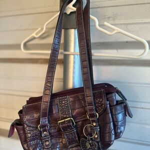 Elegant purple Crocodile-Embossed Women's Bag